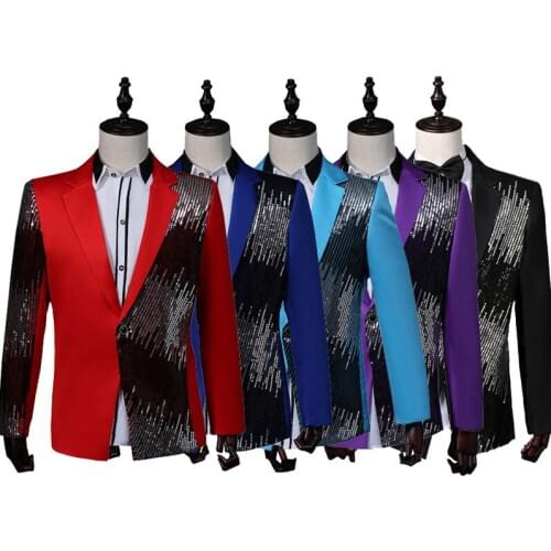 Shiny Red Sequin Tuxedo Suit Blazer Men Wedding Groom Singer Prom Suit Jacket Men DJ Club Stage Blazer Hombre Costume Homme XXL