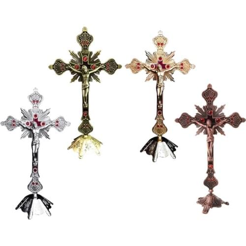 Church Relics Figurines Crucifix Jesus Christ Prayer on the Stand Cross Wall Antique Chapel Decoration