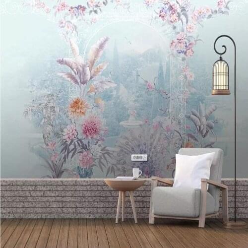 Milofi custom 3D photo wallpaper hand-painted tropical flowers and birds background wall decoration mural wallpaper
