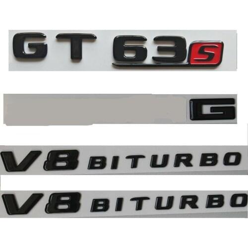 Gloss Black Trunk Fender Badges Emblems GT 63s for AMG V8 BITURBO