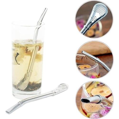 Creative Home Bar Tea Drinking Stainless Steel Straw Filter Spoon Paty Supplies Dropship