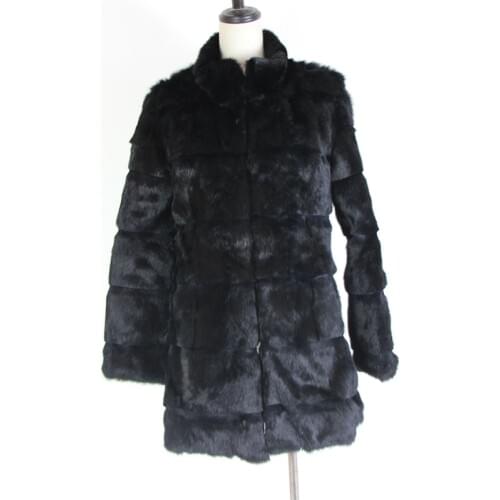 2021 New Women Rabbit Fur Jacket Real Rabbit Fur Coat Fashion Genuine Outwear Mandarin Collar Real Fur Garments Plus Siz
