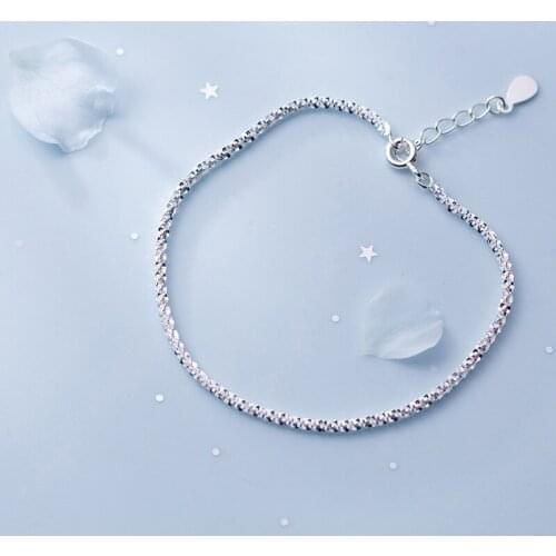 MloveAcc Top Sale Real 925 Sterling Silver Sparkling Strand Chain Bracelet for Women Fine Jewelry Lucky Gift