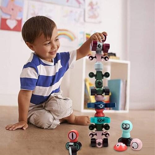 Magnetic Blocks Stacking Robots for Kids Construction Learning STEM Educational DIY Puzzle Playset Gift for Boys Girls