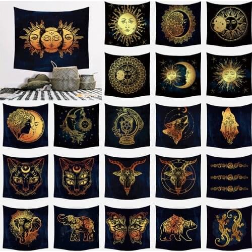 Mandala Tapestry Sun and Moon Tapestry Hanging Gossip Tapestry Hippie Wall Carpet Dormitory Decoration Ceiling