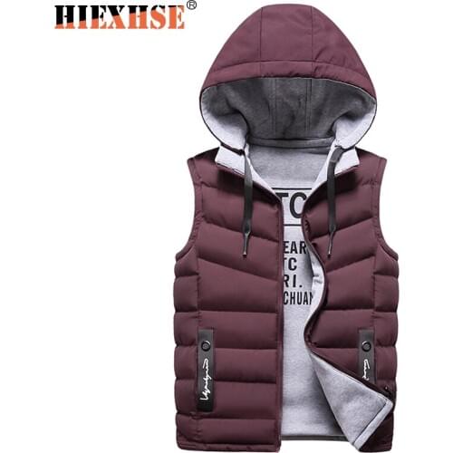 Men 2020 Autumn New Winter Fashion Casual Warm Cotton-Padded Vests Waistcoat Thick Hooded Sleeveless Vest Jacket WaistCoat Men