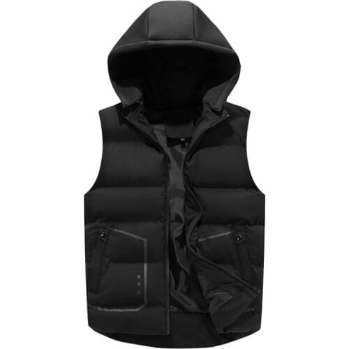 Mens Vest Mens Jacket Winter Jacket Sleeveless Mens Tops Fashion Casual Hood Mens Vest Autumn Thicken Vest