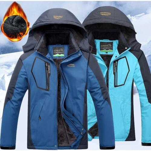 Outdoor Fleece Winter Jacket Men Thermal Hooded Sports Hiking Camping Outwear Windproof Waterproof Windbreaker Plus Size Jackets