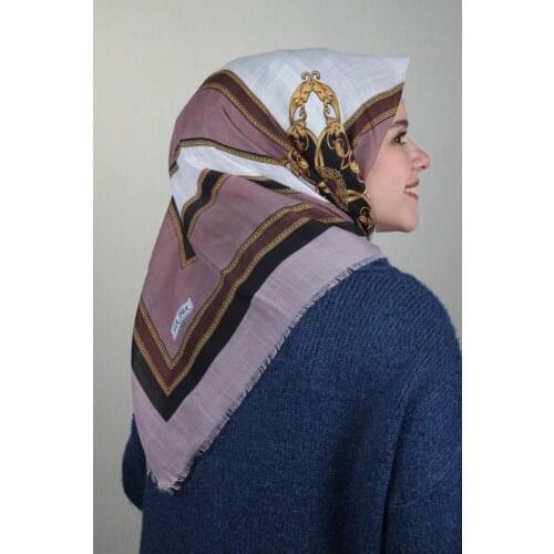 NUR SILK PATTERNED LINEN FLAMLI SCARF-DESEN-24-AVAILABLE in