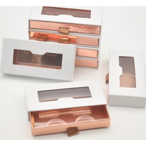 Wholesale Eyelashes Box Package Lash Boxes Package Custom Rectangle Drawer White 25mm Mink Eyelashes Makeup Storage Case Vendors