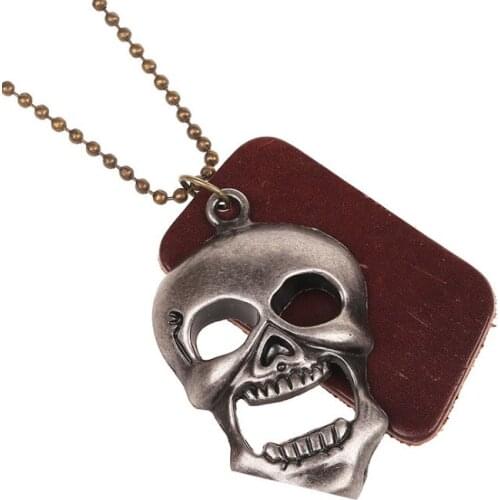 Gothic Punk Skull Pendants Necklace Metal Vintage Retro Skeleton Leather Long Chain Biker Men Women Rock Hiphop Fashion Jewelry