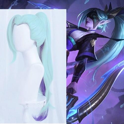 Game LOL Vayne Wig LOL Spirit Blossom LOL Cosplay Hair Purple Green Of Legends Vayne Cosplay Halloween Wig For Women CS431