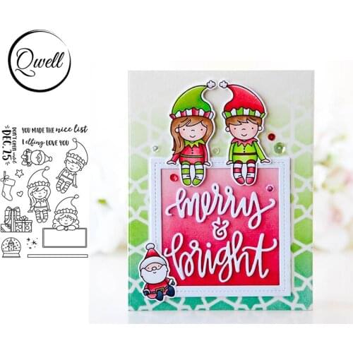 QWELL Boy and Girl Couple Snowball Gift Socking Special Sentences Clear Transparent Stamps For DIY Album Decor Craft 4*6 inch