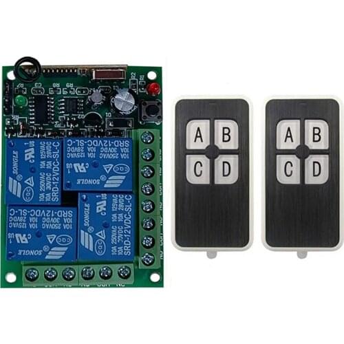 DC12V 24V 4CH 4 CH Wireless RF Remote Control Light Switch 10A Relay Output Radio Receiver Module+Transmitter garage door opener