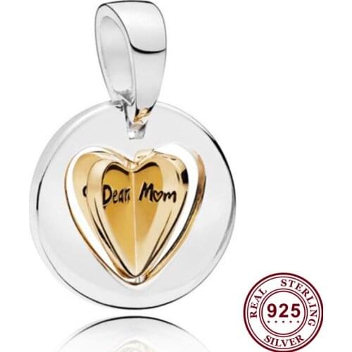 100% 925 Sterling Silver Charm New Mothers Heart Spinning Love Pendant Fit Pandora Women Bracelet & Necklace Diy Jewelry