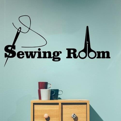 Sewing Room Needlework Wall Window Decal Sticker Sewing Dressmaker Seamstress Craft room Sign Scissors Vinyl Decor