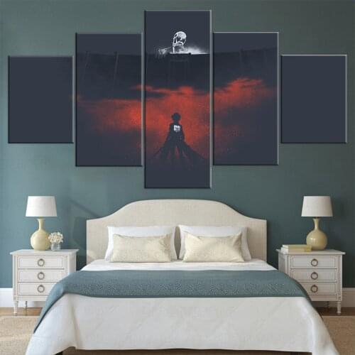 5 Pieces Modern HD Print Canvas Painting Art Attack on Titan Anime on Canvas Wall Art for Home Decorations Wall Decor ArtWork