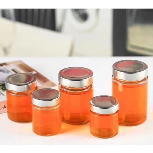 Honey glass bottle sealed jar high straight straight extra high lid round bottle kitchen storage jar jam pickle bottle