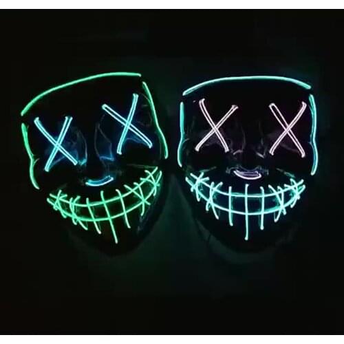 Halloween LED Mask Party Light Up Mixed Color Masque Glow In Dark Cosplay Mask Halloween Mask Custom Mask Scary Mask