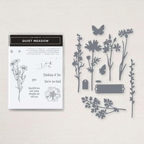 QUIET MEADOW Stencil For Scrapbooking DIY Decoration Paper Card Embossing Handmade Craft Die Clear Stamp And Cutting Dies