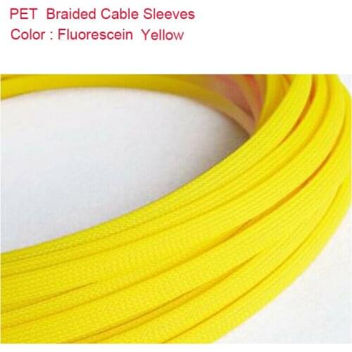 1-20M 3-12mm Snakeskin Mesh Wire Cable Sleeves PET Expandable Insulation Sheathing Braided Pipe Protect Nylon Tight Yellow