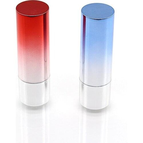 12.1mm Empty Lipstick Tube Round Gradient Blue/Red Press Bounce Lip Balm Container Cosmetic Packagig Refillable Bottle 20/50pcs