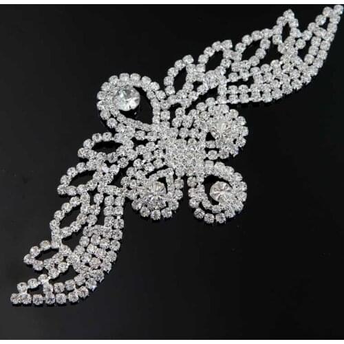 20Pcs Crystal Rhinestone Patches Gold Silver Base Rhinestone Applique Designs For Wedding Dress