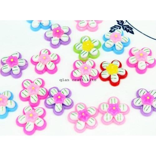 250pcs Fresh Picked Flowers Petals Handmade resin Adornments hand paint Cabochon Flatbacks Scrapbooking Hair Bow Center D25