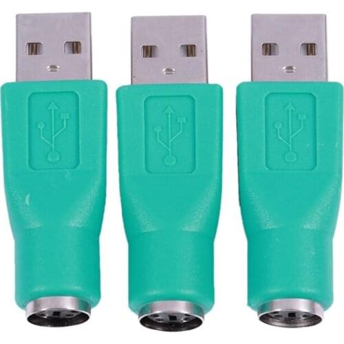 3 Pcs Keyboard Mouse USB Male 2.0 to PS/2 Female Mini DIN 6P Connector
