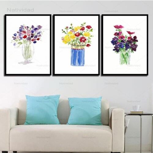 Wall Picture Abstract Watercolor Vase Potted Plants Poster Canvas Painting Nordic Prints Art Modular Vintage Corridor Home Decor