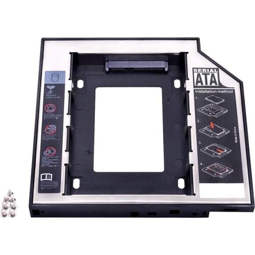 Kphrtek Second 2nd HDD Caddy 12.7mm 2.5" SATA 3.0 SSD Case Hard Drive Enclosure Adapter + LED for Laptop CD-ROM DVD ROM Optibay