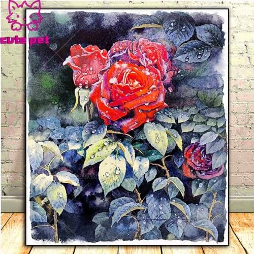Diamond embroidery 5d Plant rose flower diy diamond painting full drill round drill diamond mosaic rhinestones CrossStitch Decor