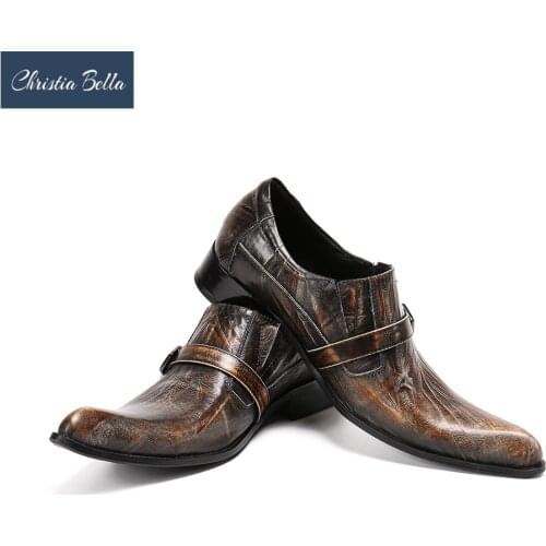 Christia Bella Fashion Pointed Toe Men Shoes Brand Designer Leather Casual Shoes Mens Career Work Dress Shoes Plus Size 38-47