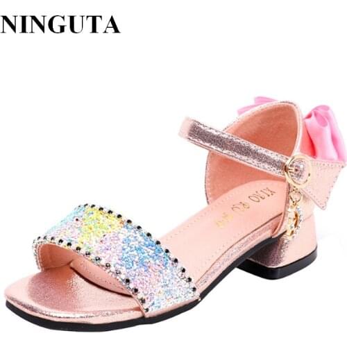 Color sequins bow girls sandals kids sandals Princess shoes