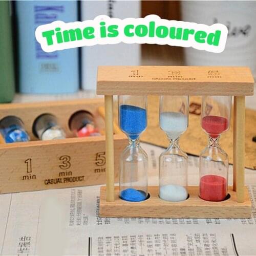Decorative Hourglass Wooden Frame 1/3/5 Minutes Table Clock Sand Glass Clock with Steady Kids Watches Hourglass Jar Home Decor
