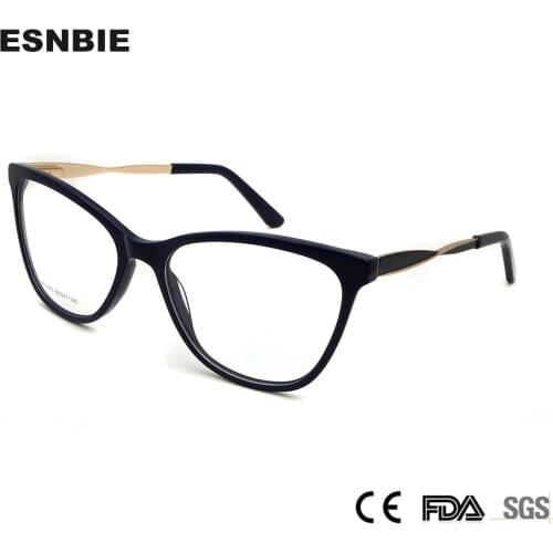 ESNBIE High Grade Acetate WomenS Optical Frame Cat Eye Glasses Frame Women Brand Luxury Ladies Eyeglasses Female Lentes Mujer