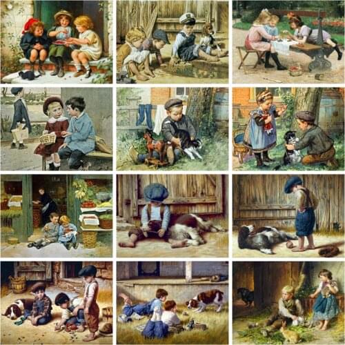 HUACAN Diamond Painting New Arrival Child Full Square/round Diamond Mosaic Embroidery Portrait Dog Home Decor