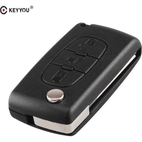 KEYYOU For PEUGEOT 207 406 307 308 408 107 3 Buttons Flip Folding Remote Car Key Case Cover Shell Fob Replacement VA2/HU83 Blade