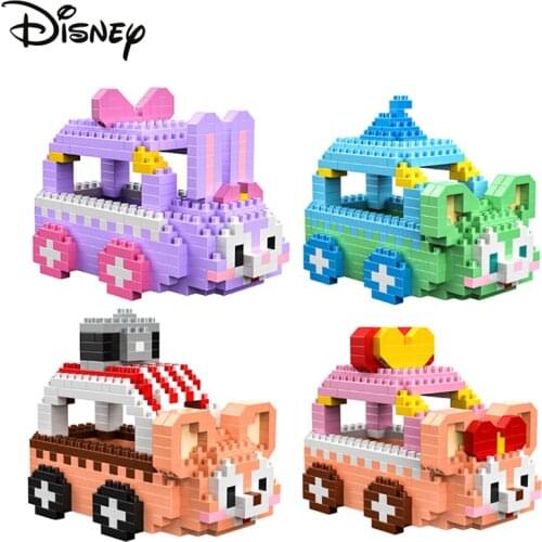 Disney Building Blocks Mickey Mouses Friend Stellalou Gelatoni Duffy Car Diamond Brick Figures Toys Children Assembled Gift