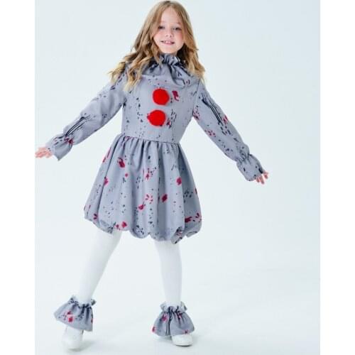 Halloween Clown Stephen Pennywise Cosplay Costume Children Dresses Halloween Girls Outfit