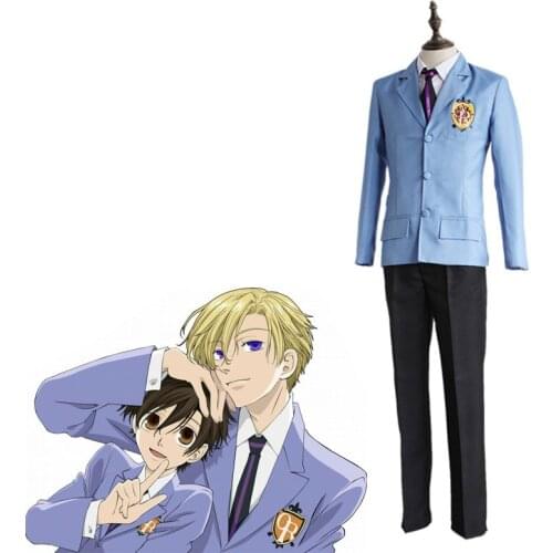 Ouran High School Host Club Cosplay Fujioka Haruhi Suou Tamaki School Uniform Costume Halloween Party Suit(Coat+Shirt+Pants+Tie)