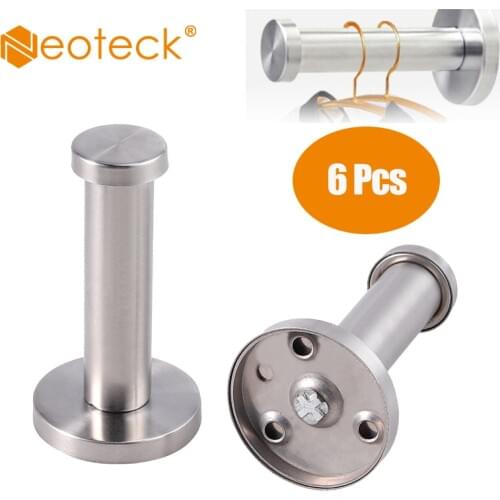 Neoteck 6pcs High Quality Hooks For Bathroom Lavatory Bath Hook Holder Stainless Steel Wall-Mount Towel Hook With Screws Anchors