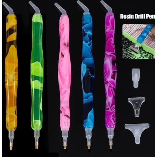 Square Round 5D Diamond Painting Pen Resin Angled Tip Point Drill Pens Cross Stitch Embroidery DIY Sewing Craft Nail Art Tool
