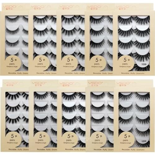 LANJINGLIN 5 Pairs 3D Mink False Eyelashes Handmade Wispy Fluffy Long Lashes Natural Eye Extension Makeup Kit Mink Lashes