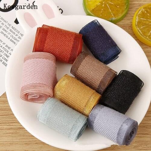 Kewgarden Organza Edge Velvet Ribbons 38mm 25mm 1" 1.5" DIY Hair Bowknot Accessories Handmade Tape Gift Packing Webbing 10 Yards