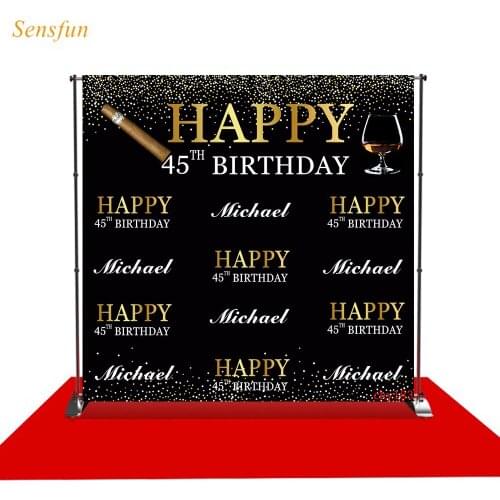 LEVOO Photography Backdrop 45th Birthday Man Golden Glitter Photo Backgrounds Photocall Photophone Shoot Props Photo Studio
