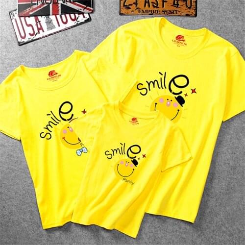 Fashion Summer T Shirt Printing Cotton Family Casual Baby Yellow Unisex Clothes Streetwear Funny Sweet Harajuku Loose Cozy