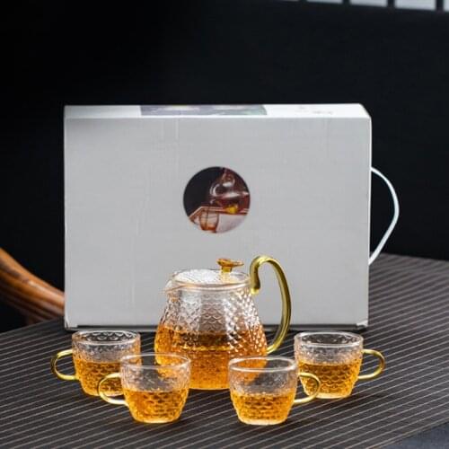 Value Teapot Set 1 Pot 4 Cups Nordic Flower Teapot Household Heat Resistant Filtered Glass Teapot For Rose Flower Gongfu Tea
