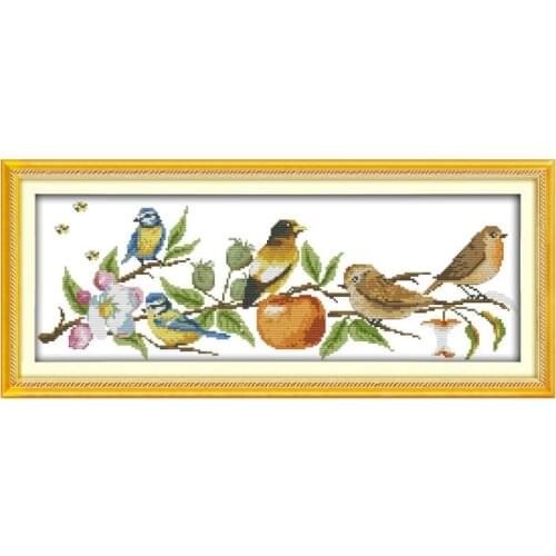 The birds on the tree cross stitch kit DMC color thread 14ct 11ct count print canvas stitches embroidery DIY handmade needlework