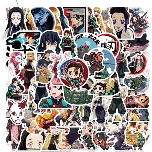 10/50pcs Anime Demon Slayer Kimetsu No Yaiba Sticker Waterproof PVC Skateboard Luggage Motorcycle Guitar Kid Boy Vsco Sticker